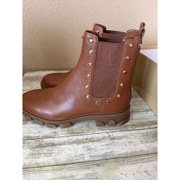 Michael Kors Ridley Gor Leather Boots in Luggage Color Sz 10 - Picture 2 of 7